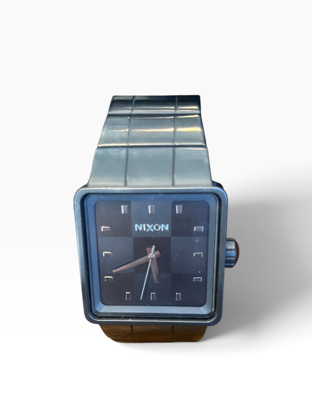 🖤 Nixon The Quatro Gunmetal Square Watch | Checkerboard Dial
